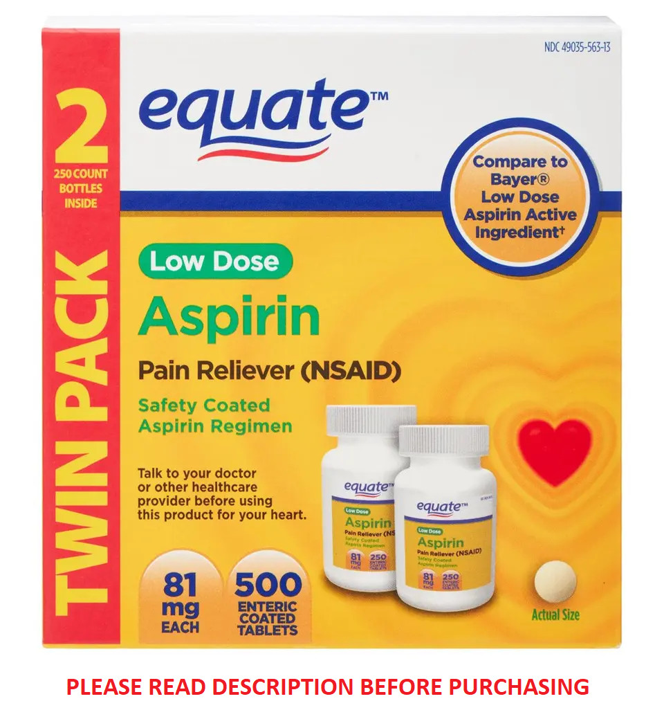 Adult Low Dose Aspirin Safety Coated Tablets, 81 Mg, 500 Count, 2 Pack