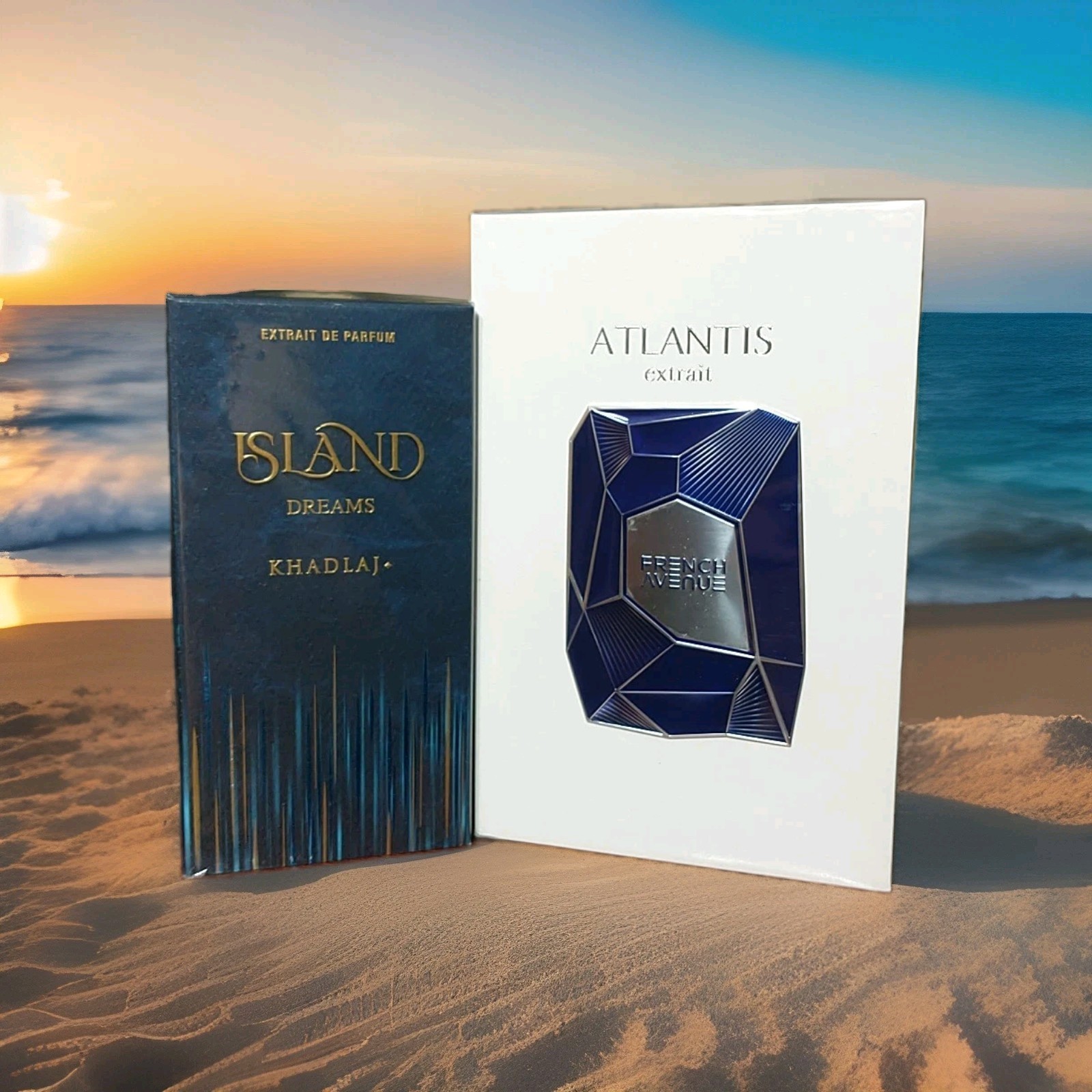 Khadlaj Island DREAMS EDP 3.4 oz & Atlantis Extrait French Avenue 3.4 Oz Combo