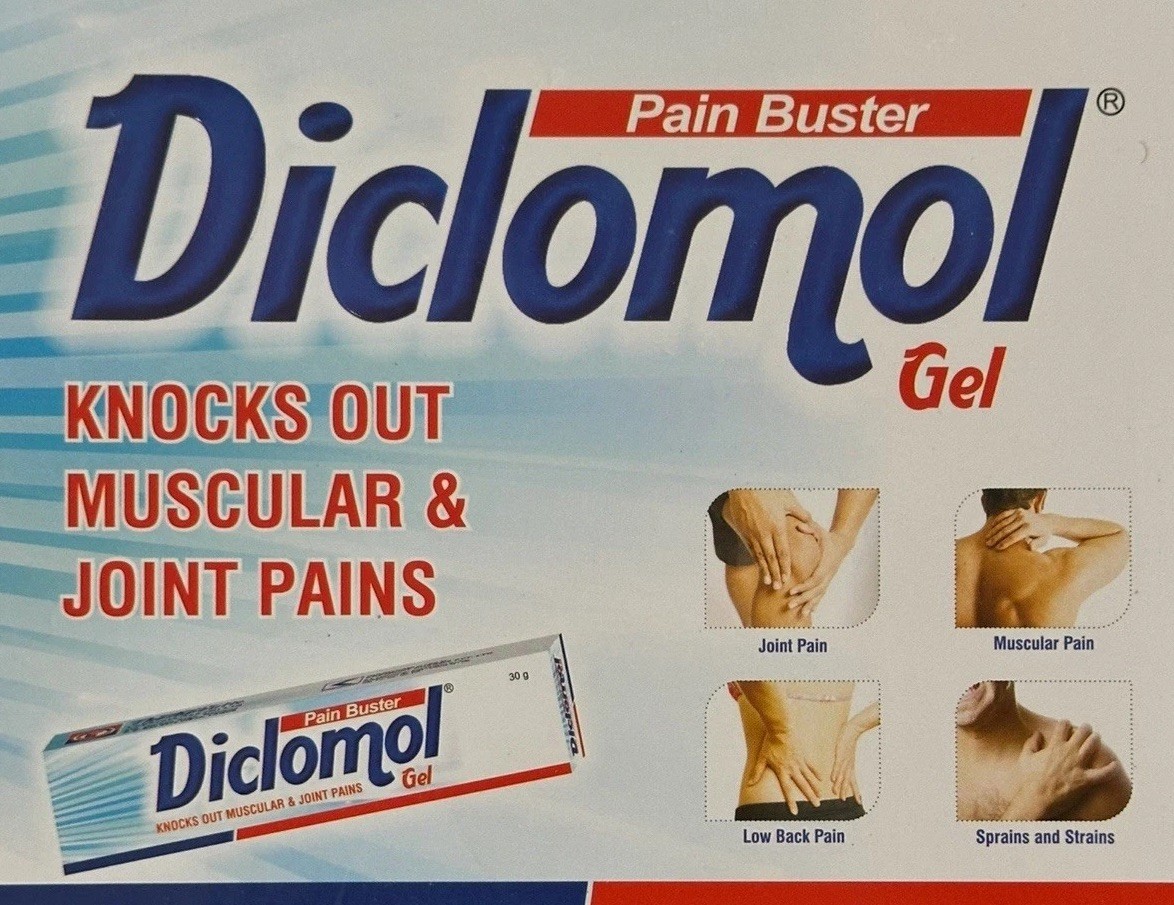 Diclomol Pain Buster Gel 30g. Knocks Out Muscular &Joint Pain. Menthol, Diclofen