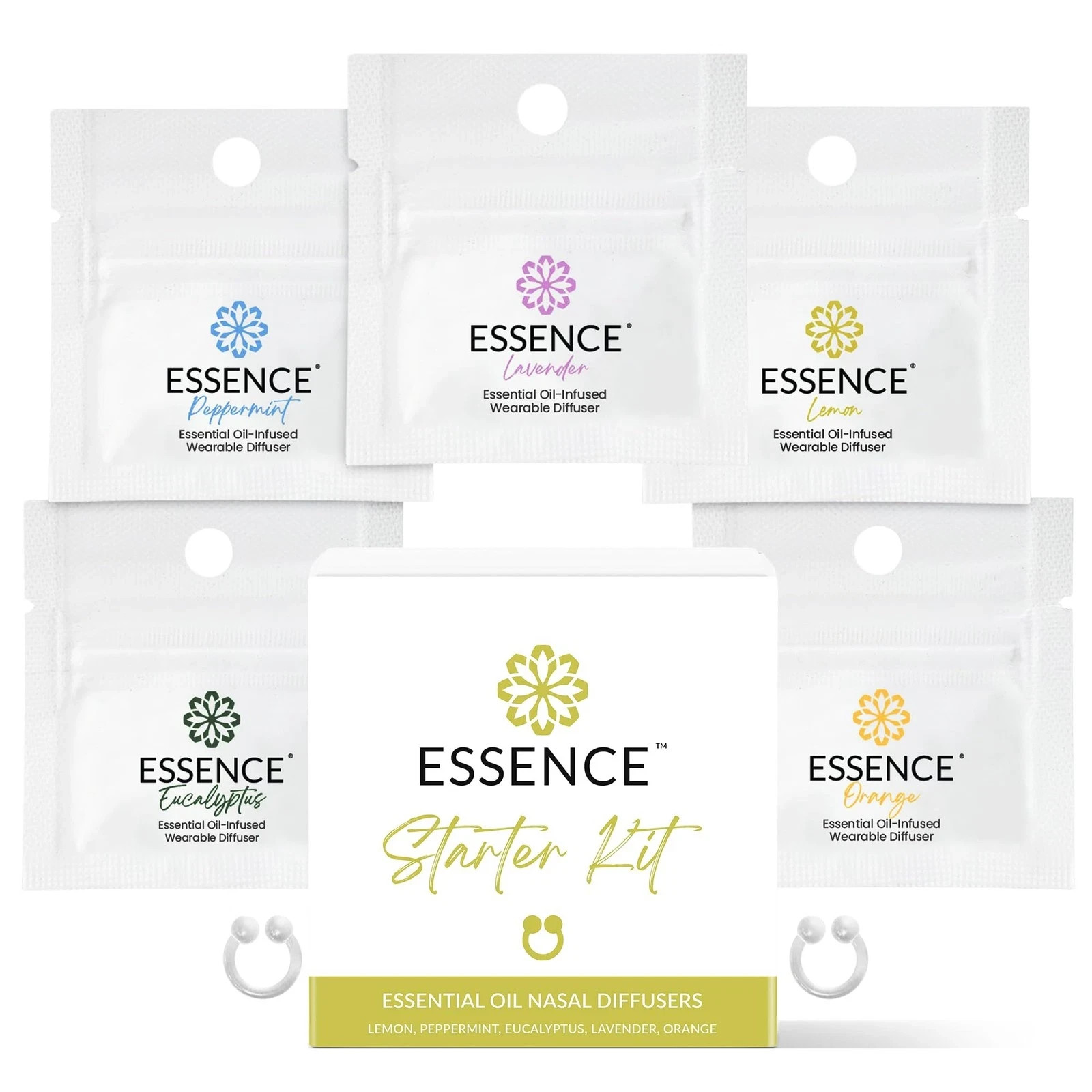 Essence Nasal Diffuser Starter Kit – Essential Oil Silicone Nose Ring Inhaler…