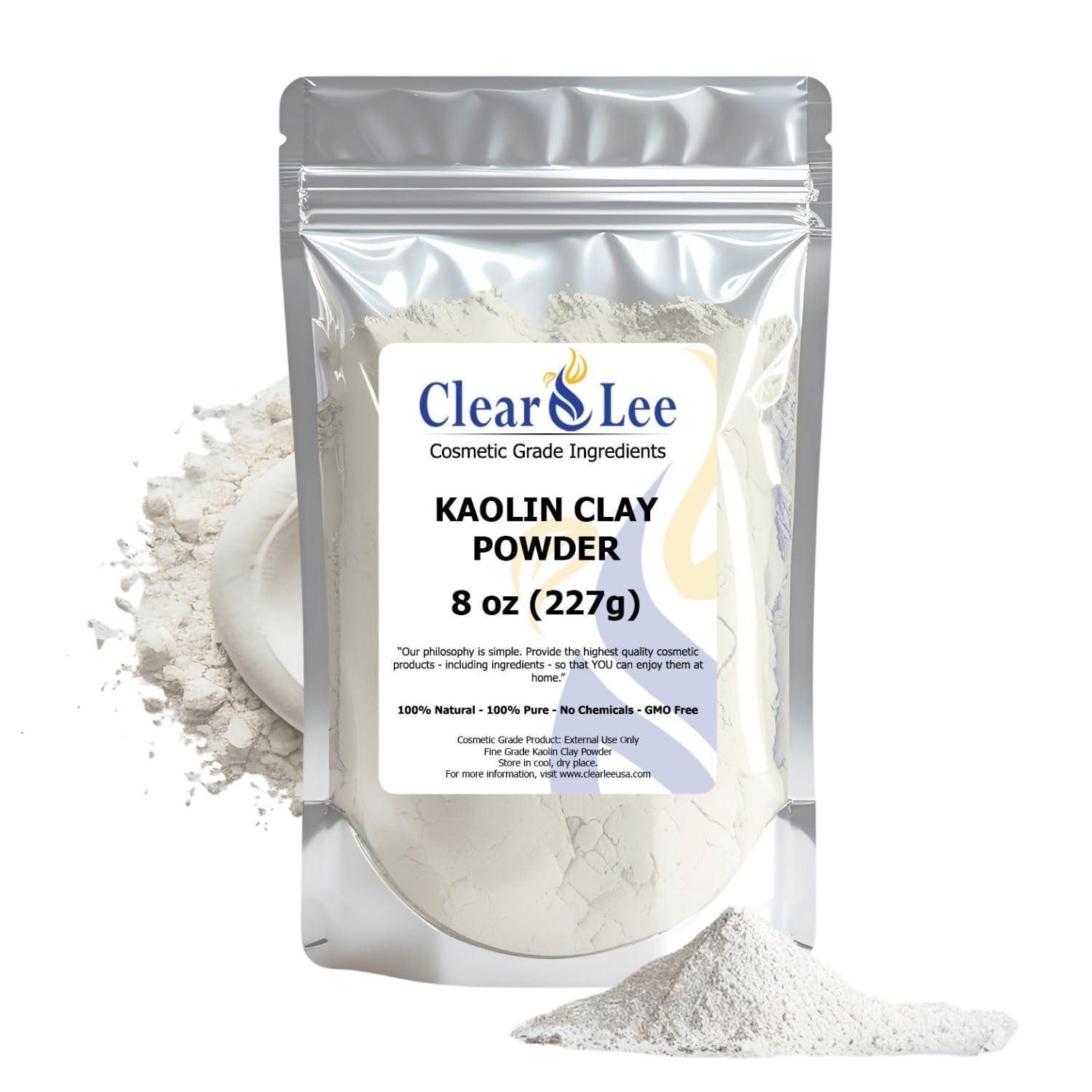 ClearLee Kaolin Clay Cosmetic Grade Powder – 100% Pure 8 Ounce (Pack of 1)