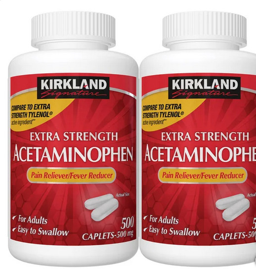 Kirkland Acetaminophen 500mg 1000 Caplets Extra Strength Pain Relief