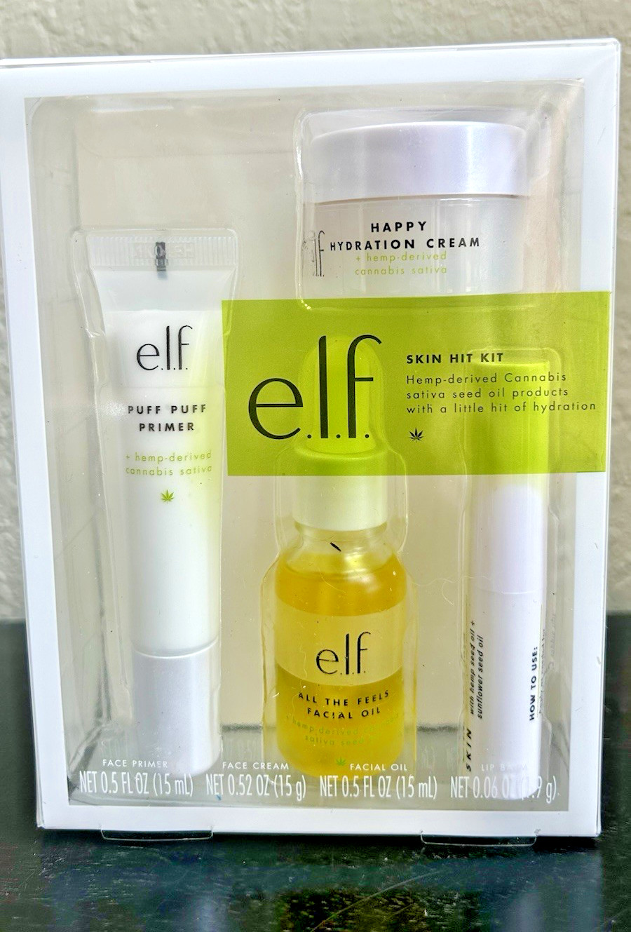 e.l.f. Skin Hit Hemp Derived Cannabis Sativa Kit – Cream – Oil – Balm – Primer