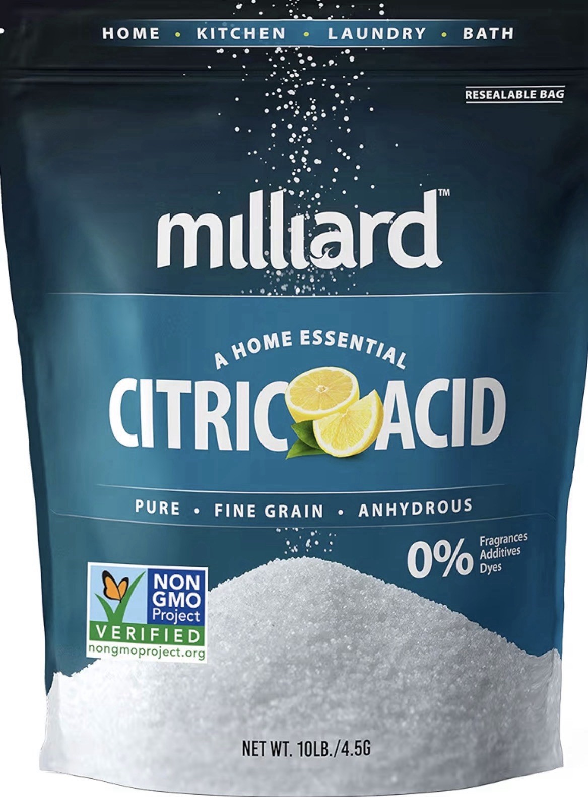 Milliard Citric Acid 100 Pure Food Grade Non-GMO – 10 Pound