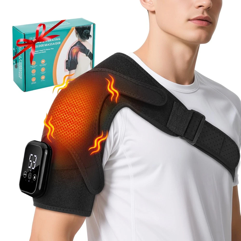 Electric Shoulder Massager Heated Shoulder Brace with Vibration for Pain Relief