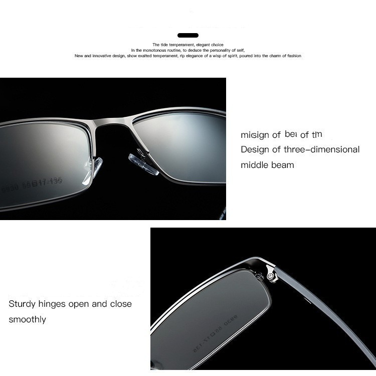 +0.50 to +5.00 Metal Browline Reading Glasses Men Business Lightweight Readers