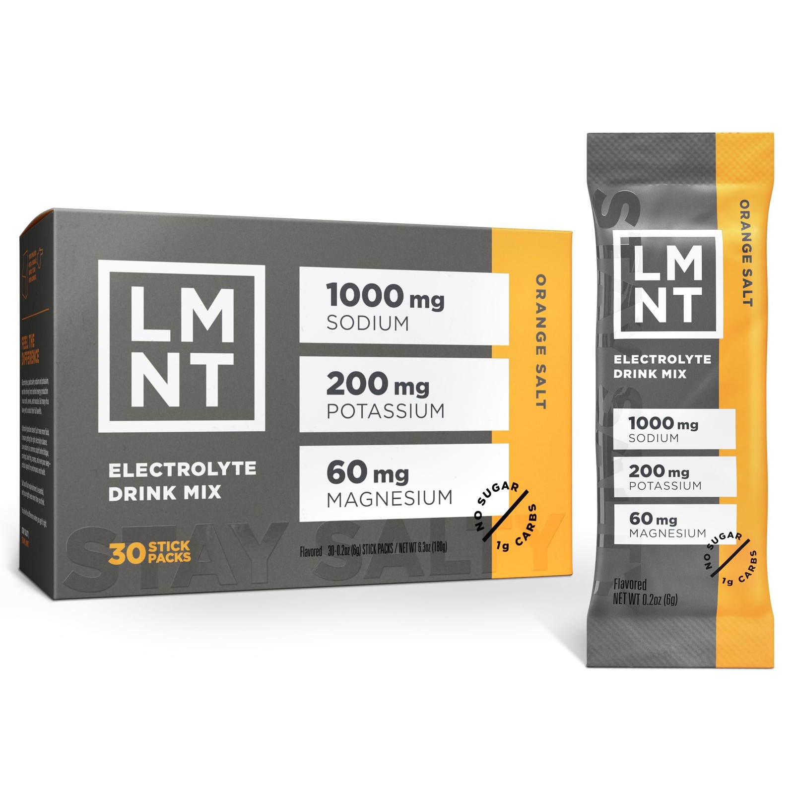 LMNT Zero Sugar Electrolytes – Orange Salt | Drink Mix | 30-Count 30 Count