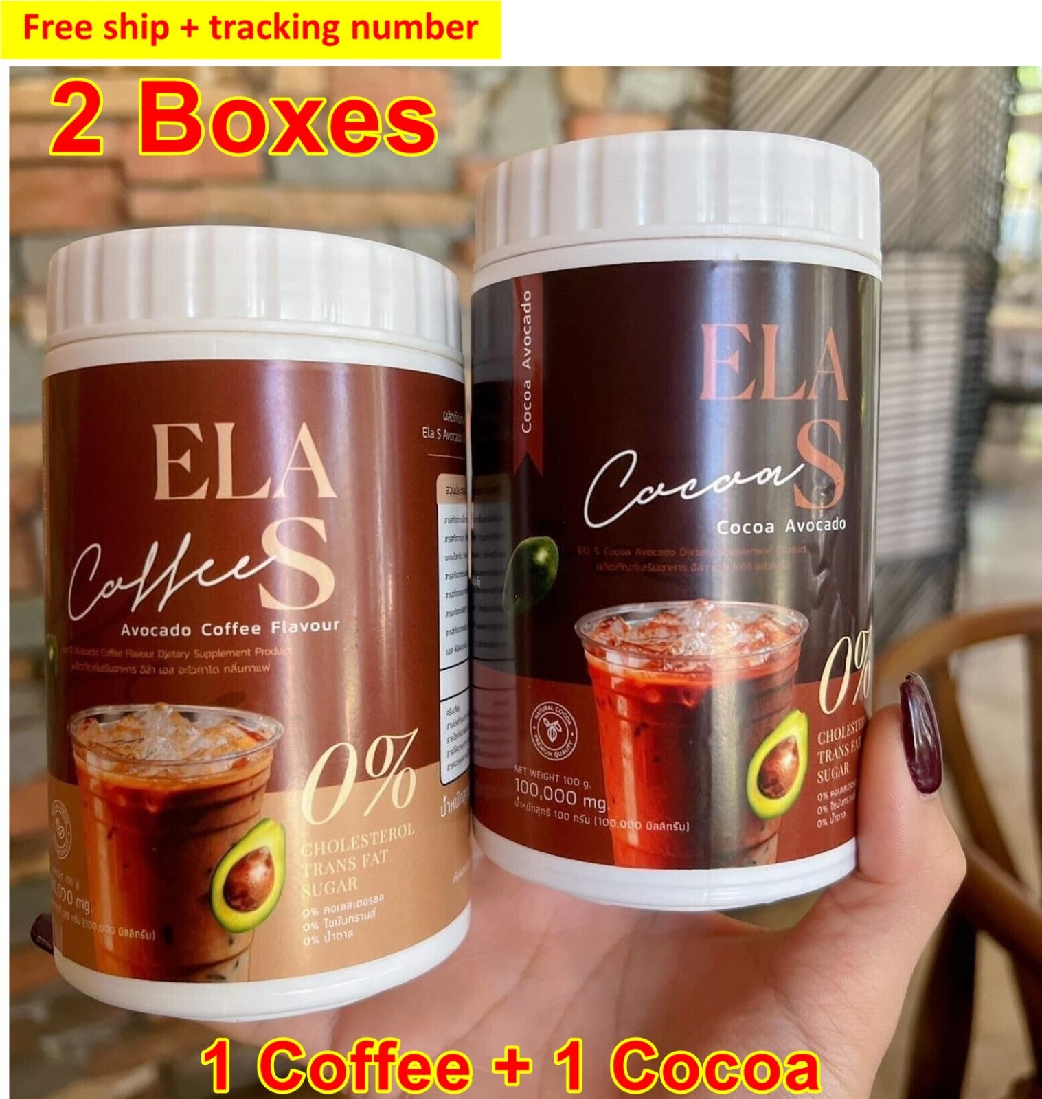 2X ELAS Instant Drink Coffee Cocoa Fragrant Delicious 0% Sugar Low Calories