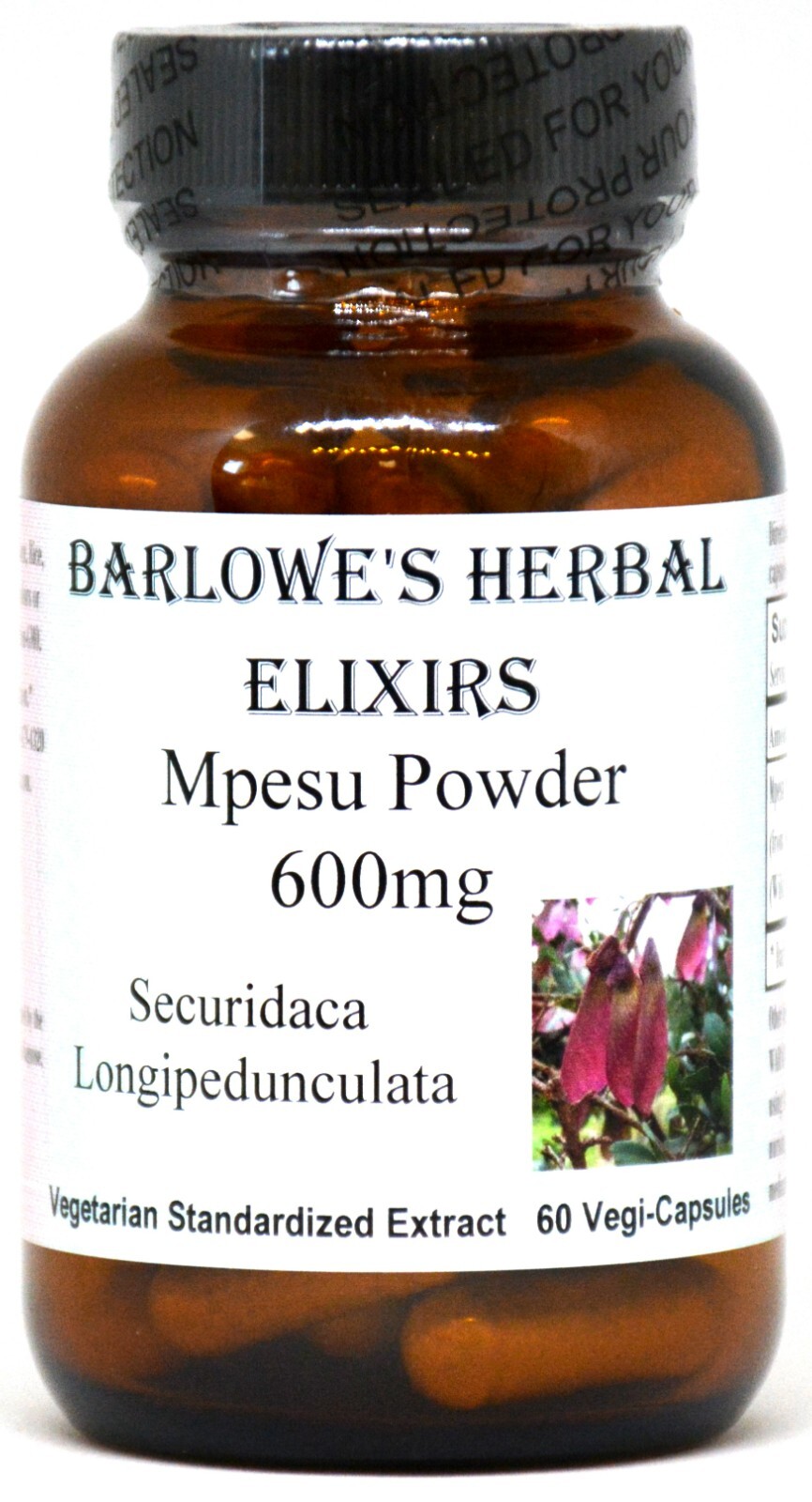 Mpesu Root Powder – 60 600mg Vegi-Caps, Stearate Free, Bottled in Glass
