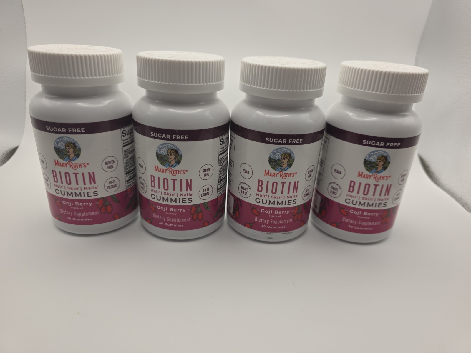 4 MaryRuth’s Biotin Hair Skin Nails Gummies Goji Berry Sugar Free. Exp: 8/2026