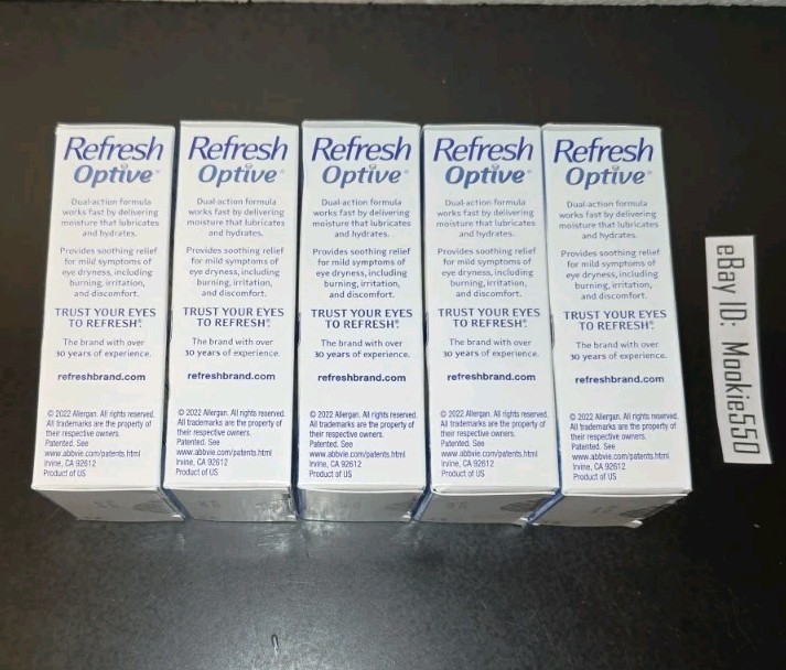 EXP 06/2025+ (5) Lot REFRESH OPTIVE Long-Lasting Hydration 0.5 oz 15mL Eye Drops