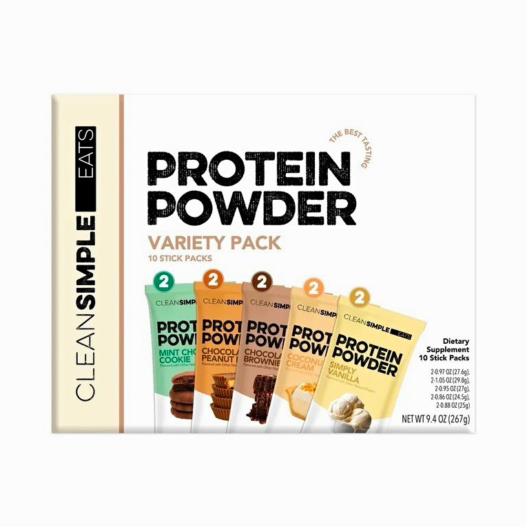 Clean Simple Eats Grass-Fed Whey Isolate Protein Powder Variety Pack 10Ct 9.4 oz
