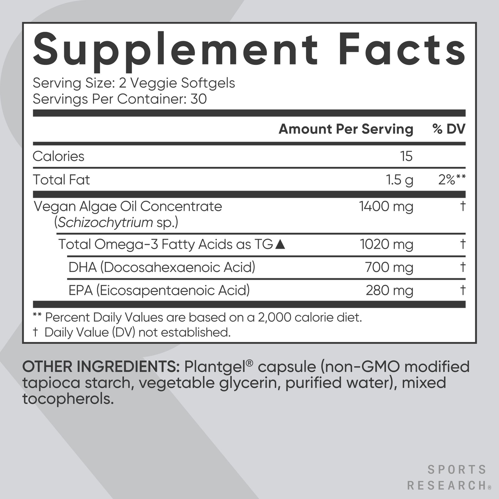 Highest Levels of Vegan Omega 3 DHA & EPA Softgel Fatty Acids (Carrageenan Free)