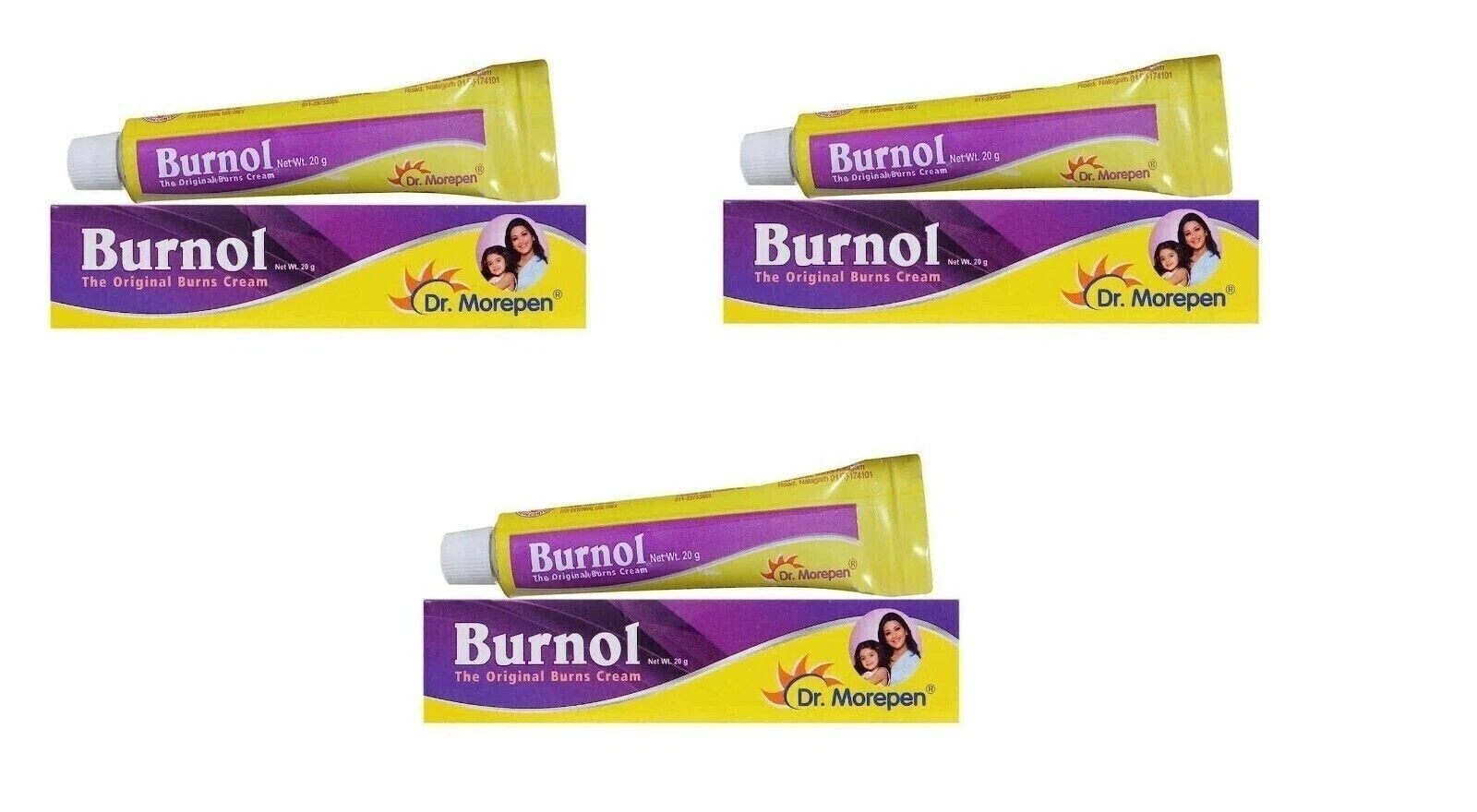 Burnol antiseptic Cream ( 20 gm x 3 ) burn injuries minor cuts wound infection