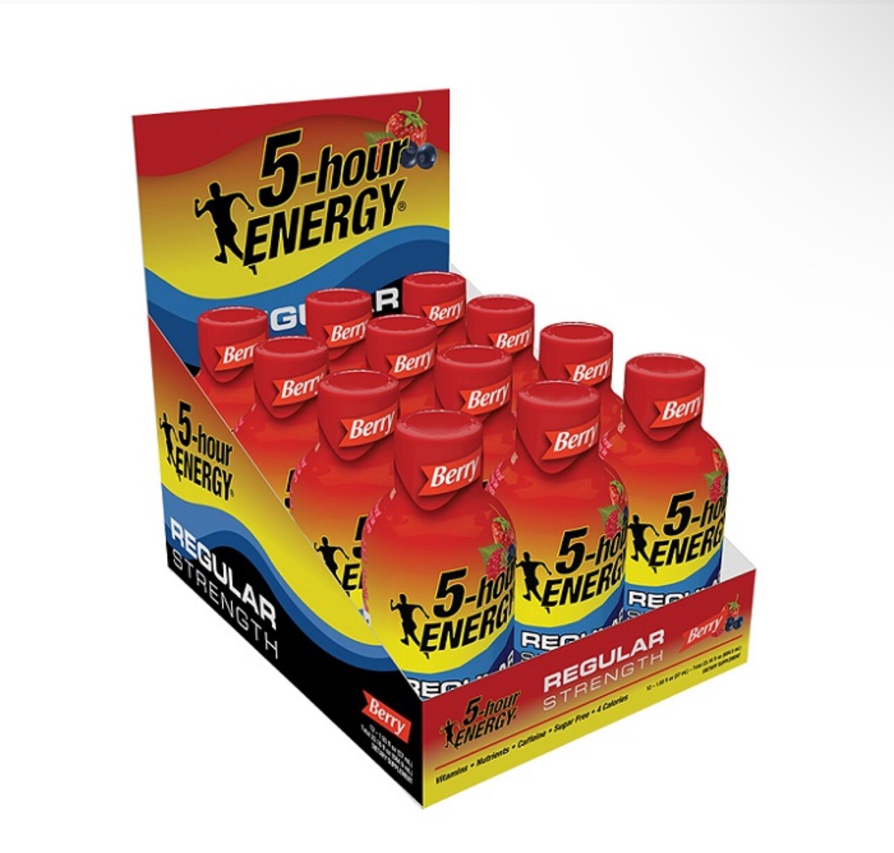 5 Hour Energy Berry Flavor 12 Count Box 1.93 ounce Shots Sugar Free Hr Five
