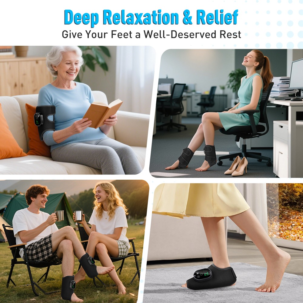 1/2PCS 3000mAh Wireless Foot Massager Portable Heating Vibration Muscle Soothing