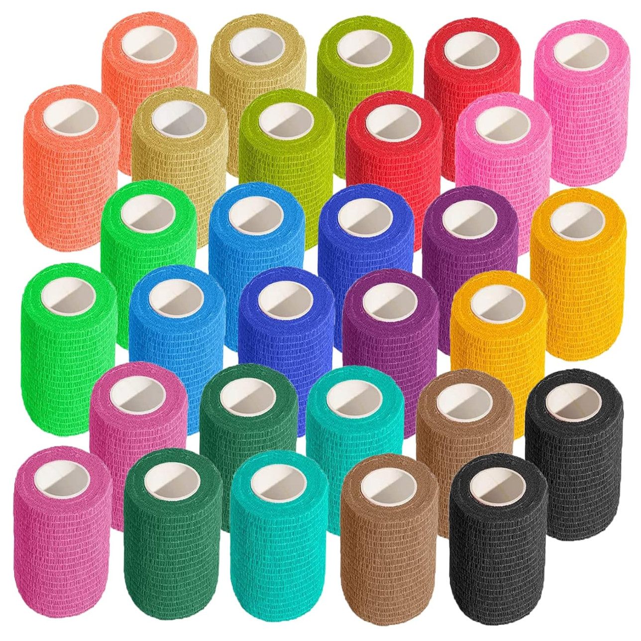 Self-Adherent Cohesive Bandage Rolls, 3″ x 5 yds, Assorted Colors – Box of 24