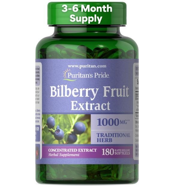 Puritan’s Pride Premium Bilberry Fruit Extract 250 mg, Concentrated Herbal Suppl
