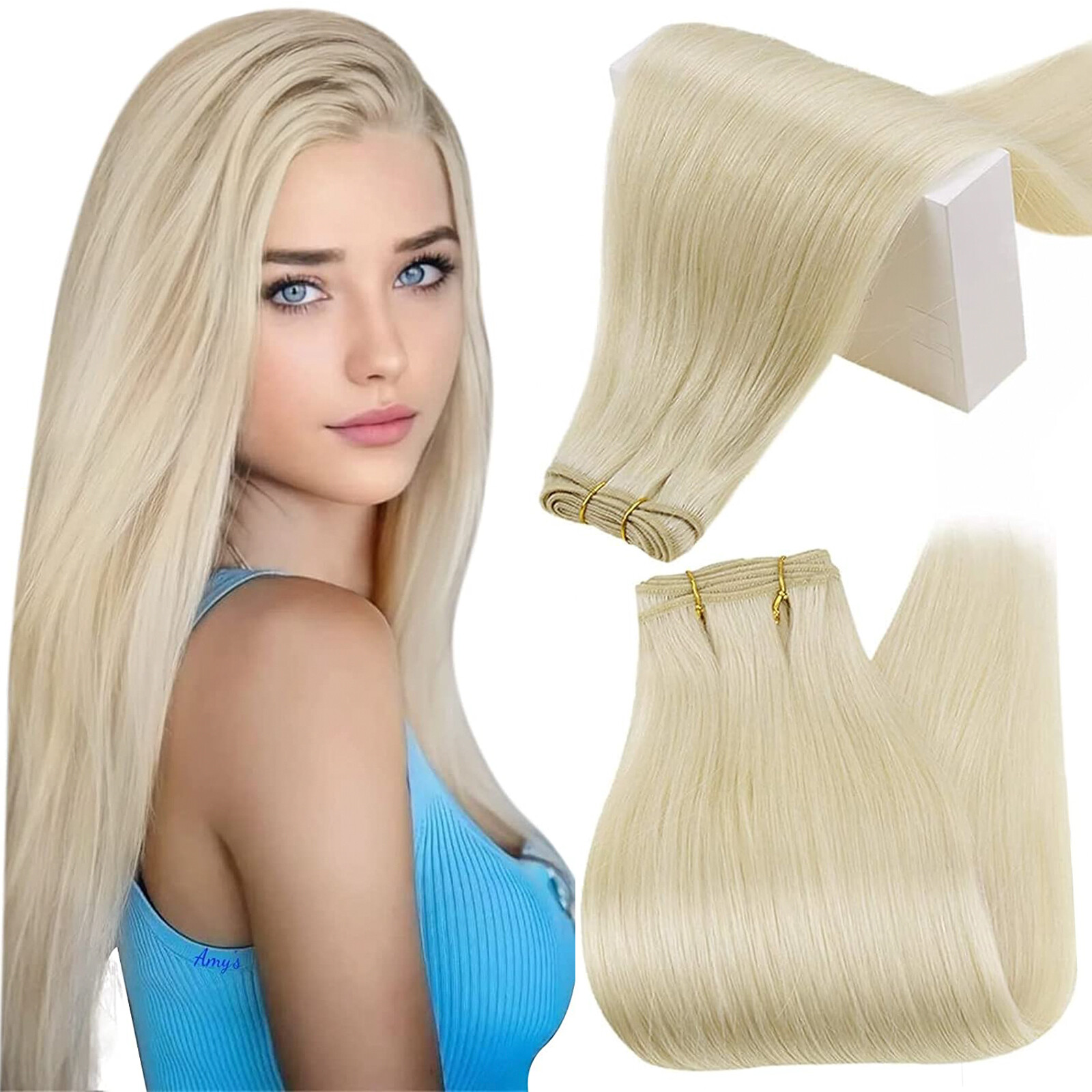 Double Weave Sew in Hair Extensions Weft Brazilian Remy Human Hair Full Head100g