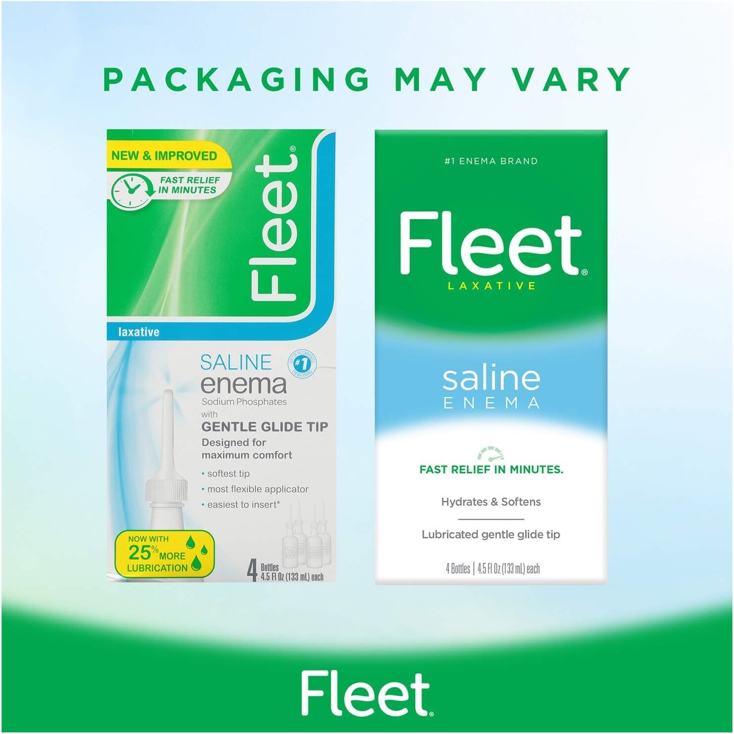 Fleet Laxative Saline Enema for Adult Constipation 4.5 fl oz 4 Bottles pack, NEW