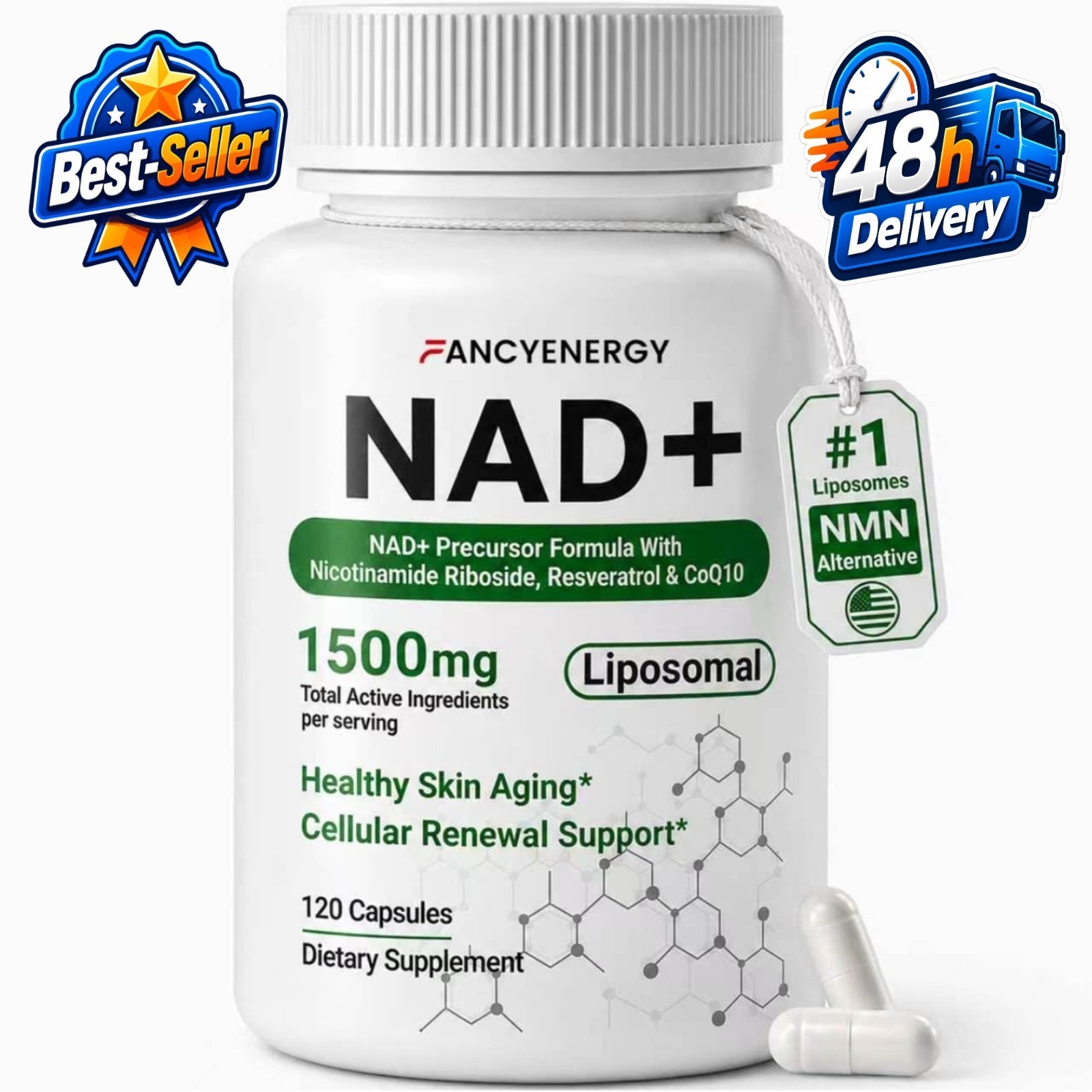 FANCYENERGY NAD+ Supplement 1500mg – Liposomal Nicotinamide Riboside