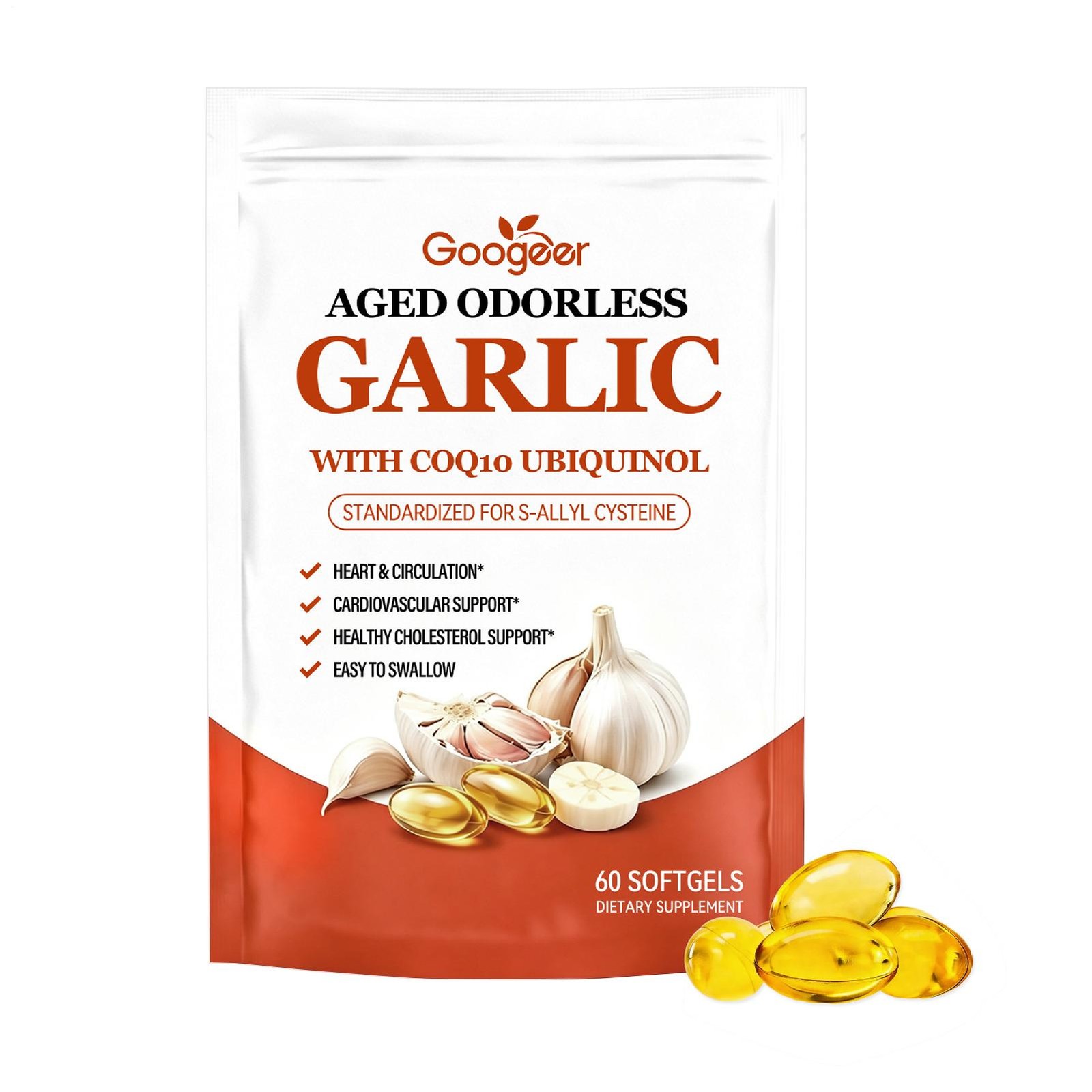 Aged Odorless Garlic Extract 600mg Softgels (60 Count) With CoQ10