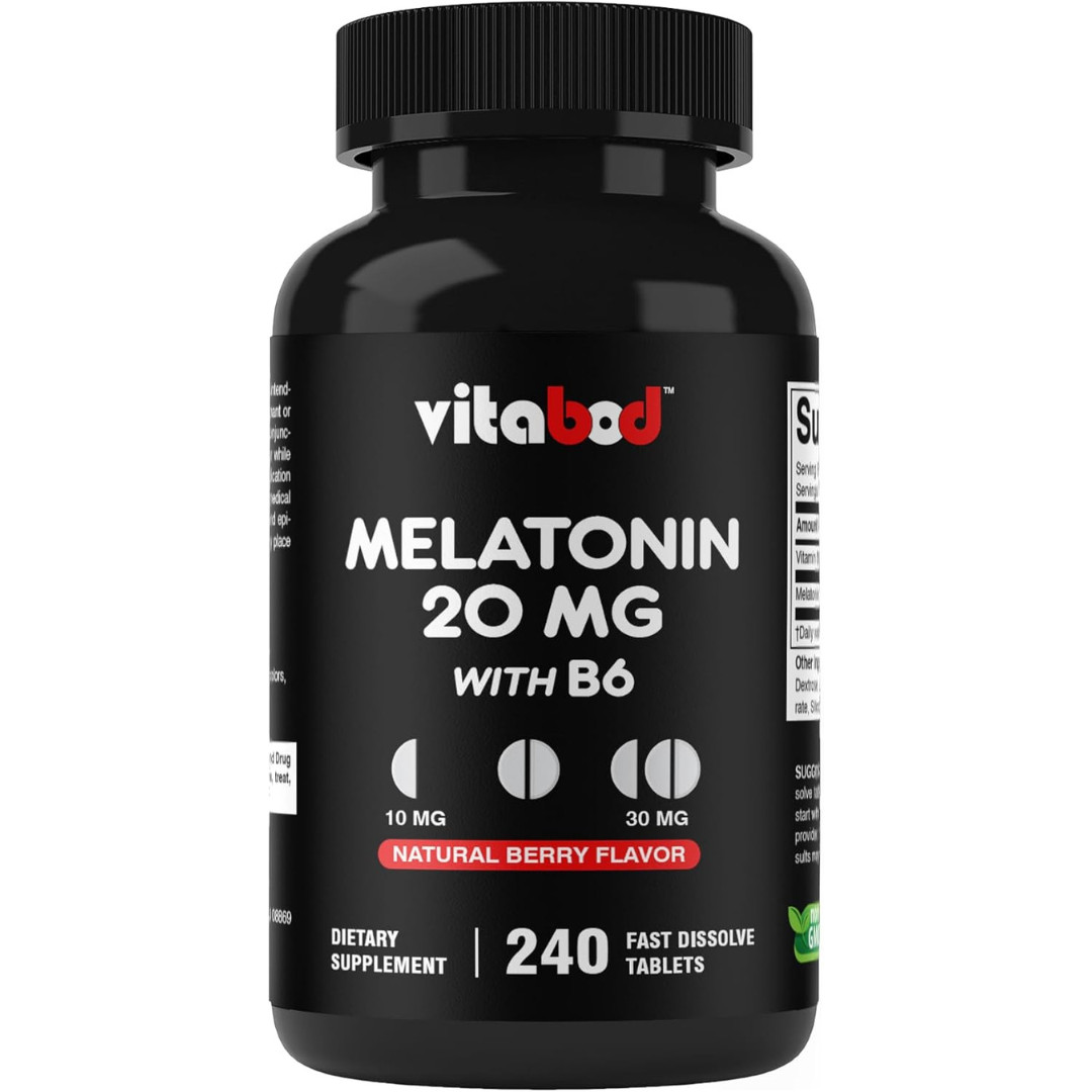 Melatonin 20mg High Potency Natural Sleep Aid Berry Flavor 240 Fast Dissolve TAB