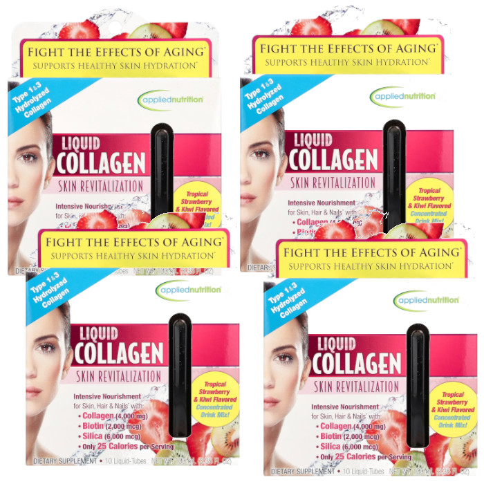 Liquid Collagen Skin Revitalization Tropical Strawberry & Kiwi 10 Count Each (4x