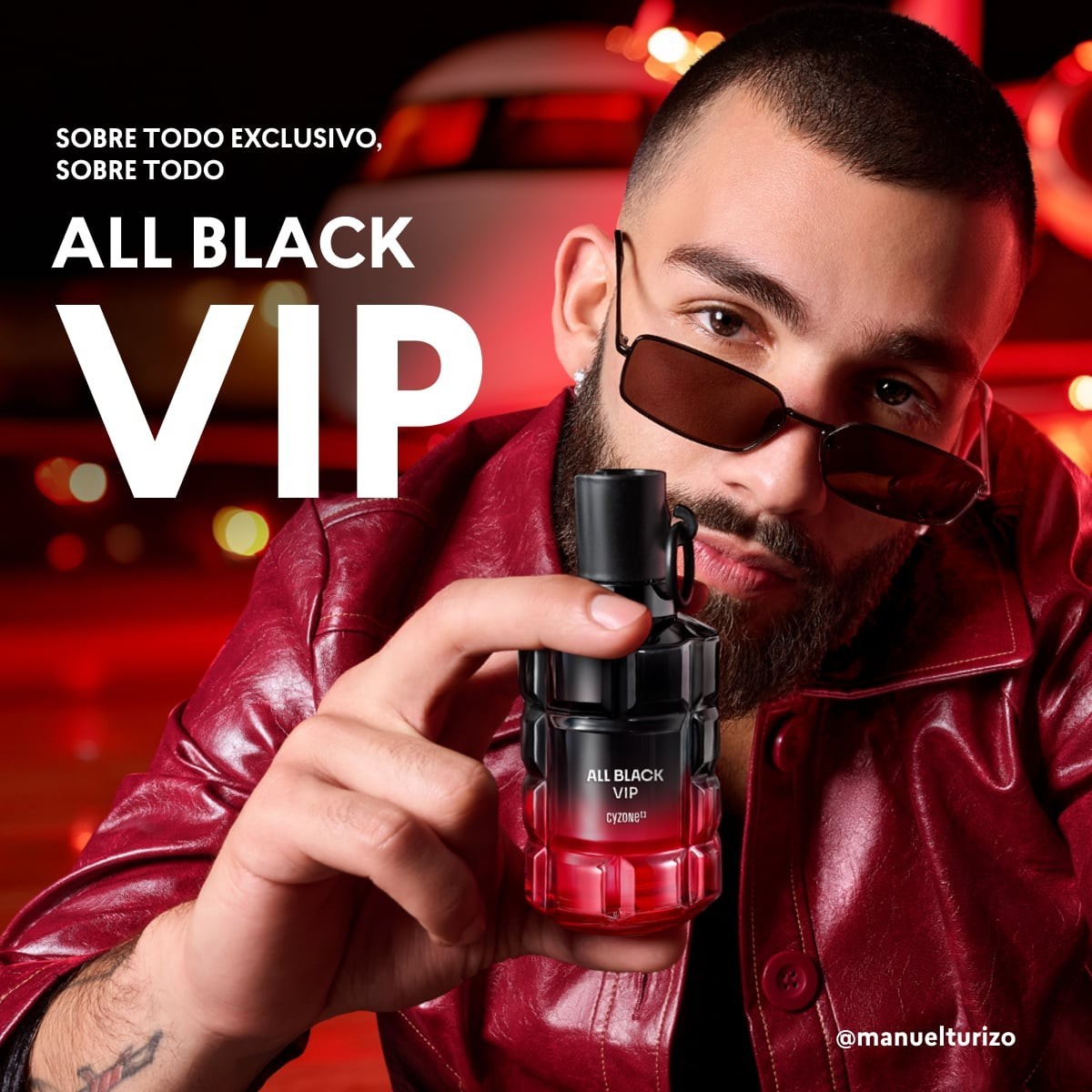 Cyzone All Black VIP Manuel Turizo Perfume for Men Cologne Oriental Spray 3 oz