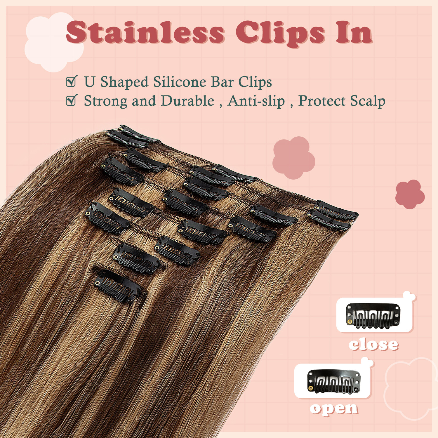 Clip In Remy Real 100% Human Hair Extensions Full Head 10″12″14″16″18″20″22″24″
