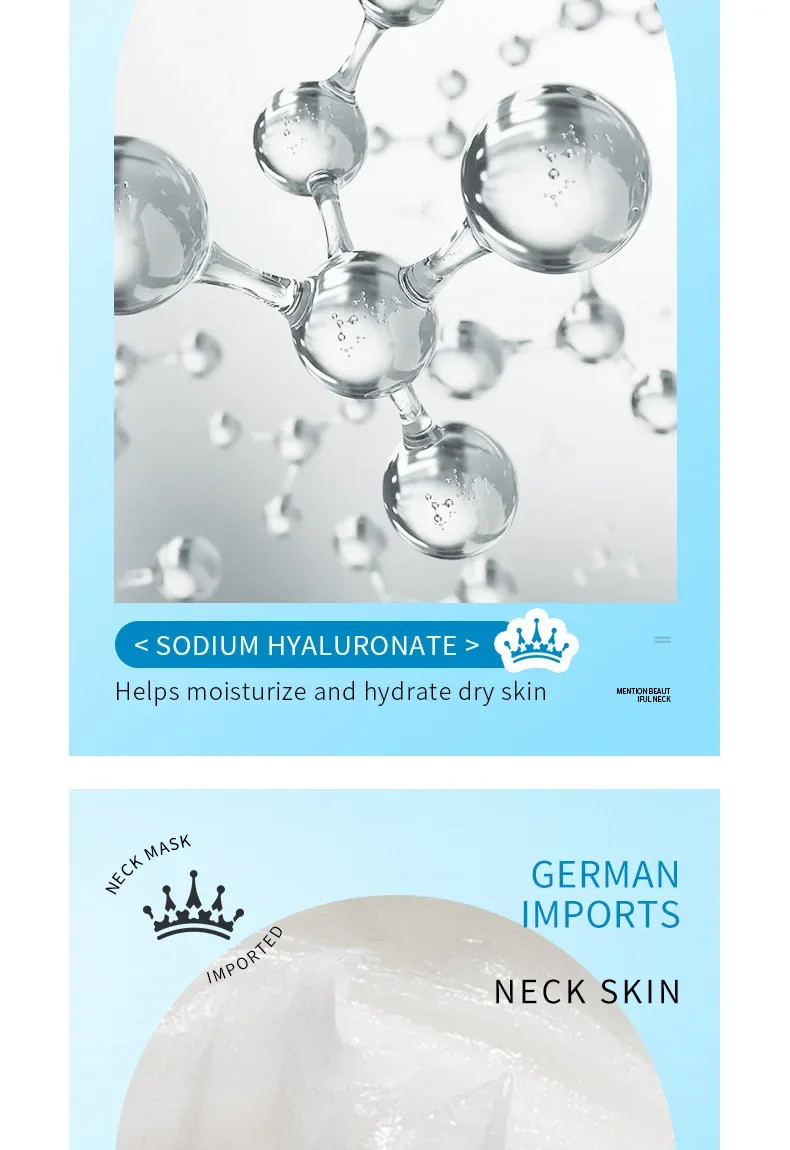 10PCS Hyaluronic Acid Neck Mask Collagen Hydrating Moisturizing Skin Care