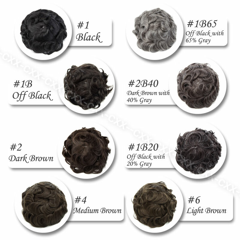Mens Human Hair Replacement Ultra Thin Skin Toupee Hairpiece PU System Wig Bald