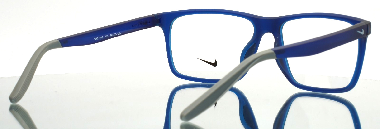 NIKE 7116 413 Matte Navy Grey Mens Rectangle Full Rim Eyeglasses 56-15-140 B:38