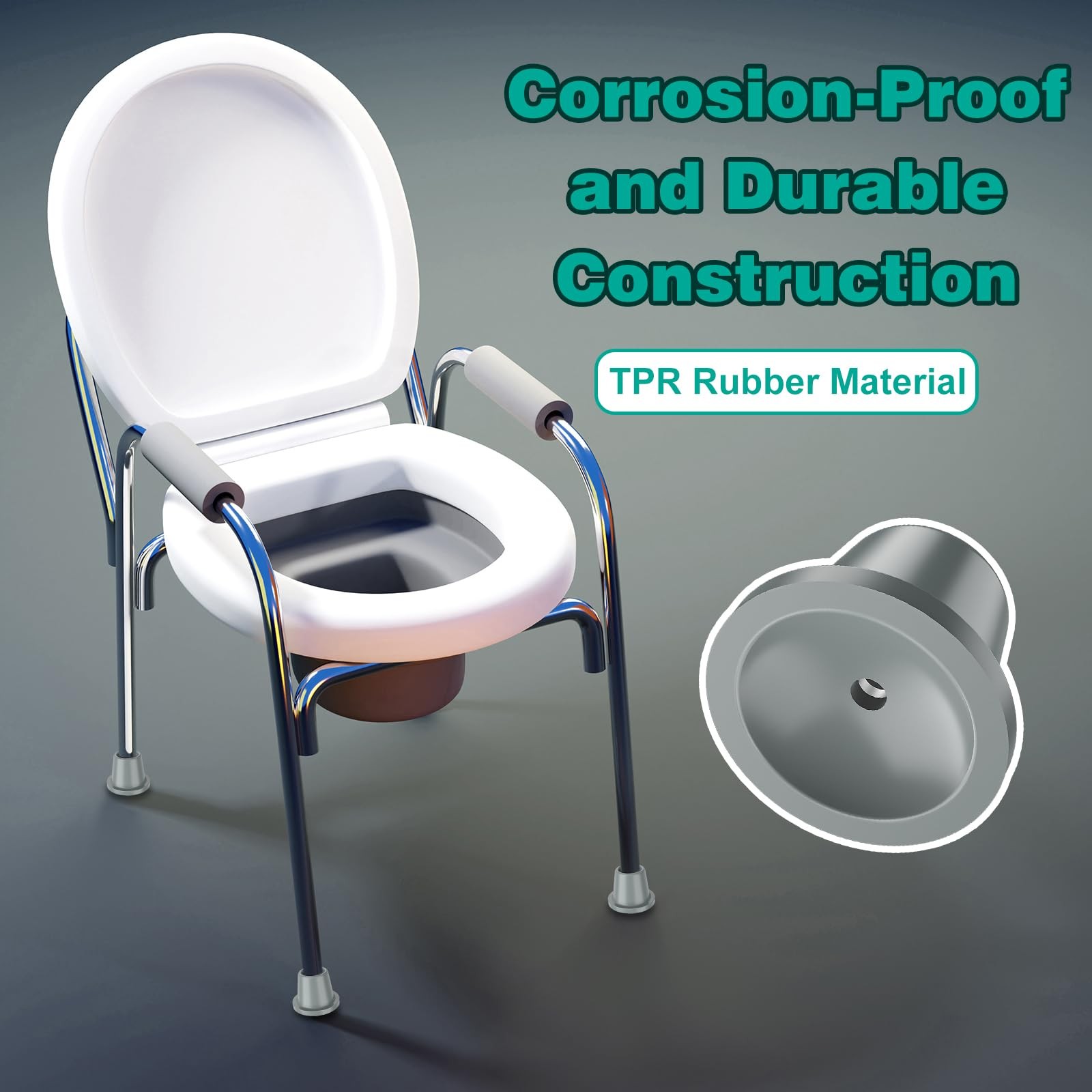 4 PCS Feet Caps Shower Chair 1 Inch I.D Heavy Duty Rubber Tub Transfer