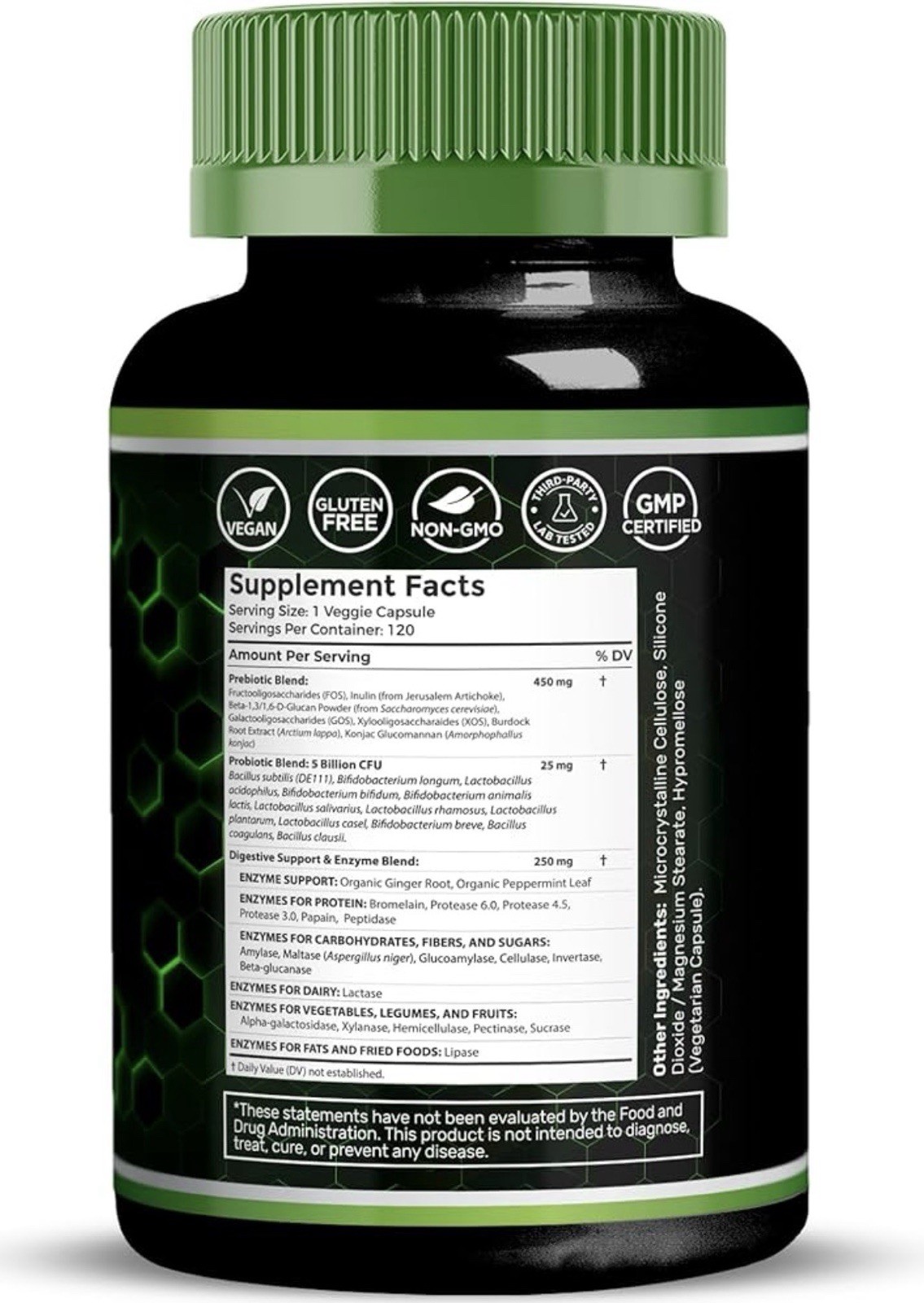 Digestive Enzymes with Probiotics and Prebiotics 450mg, 120, exp 07/26