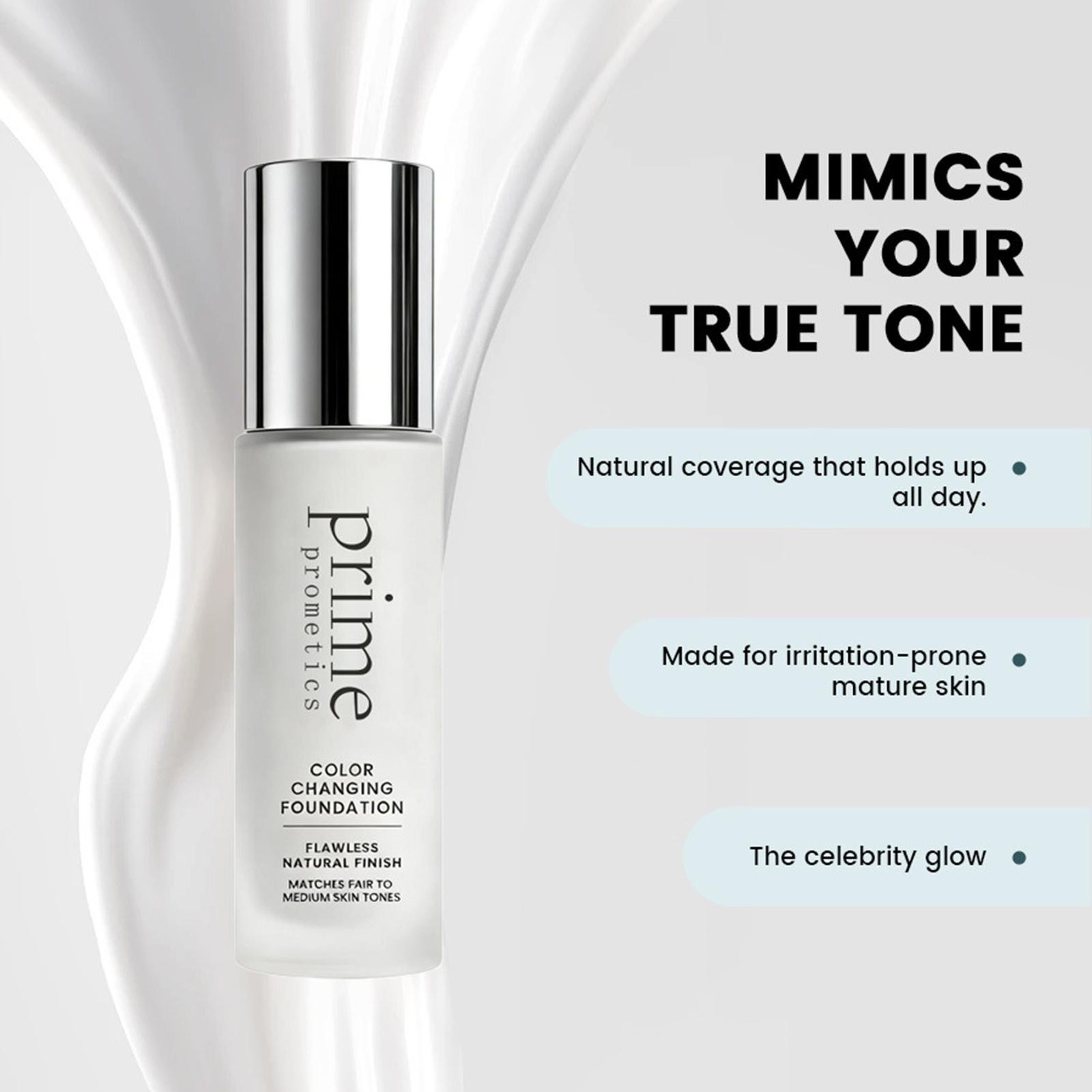 Prime Prometics Color Changing Foundation 30ml Natural Waterproof Sweatproof
