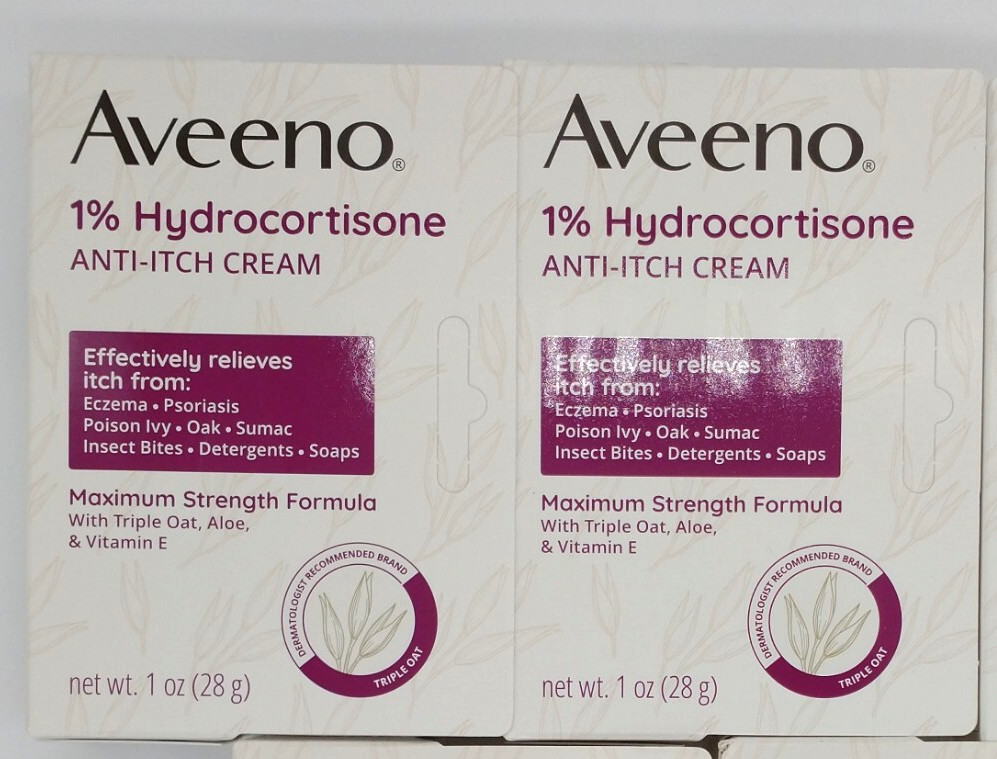 Aveeno 1% Hydrocortisone Anti-Itch Cream, 1 oz (2 Pack) Exp: 02/2026