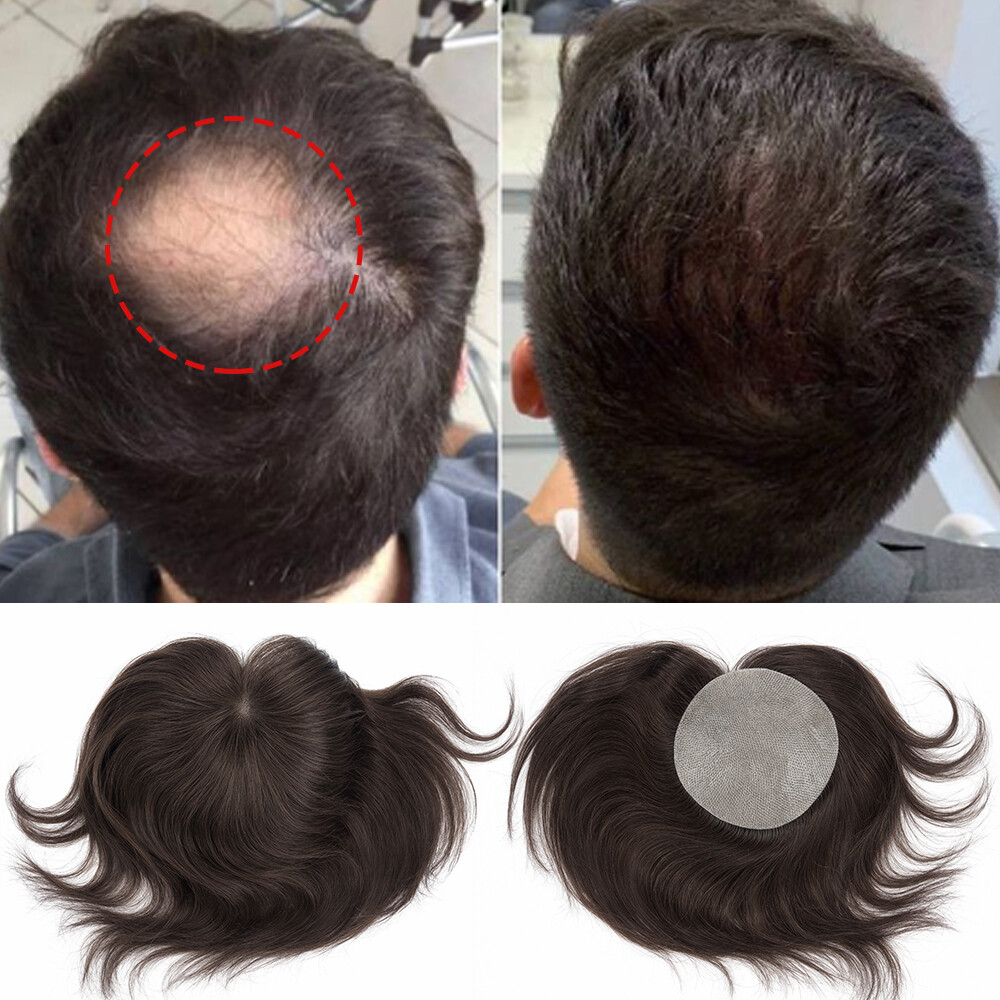 2.3Inch Ultra Thin Skin PU Mens Human Hair Replacement System Toupee Hairpieces