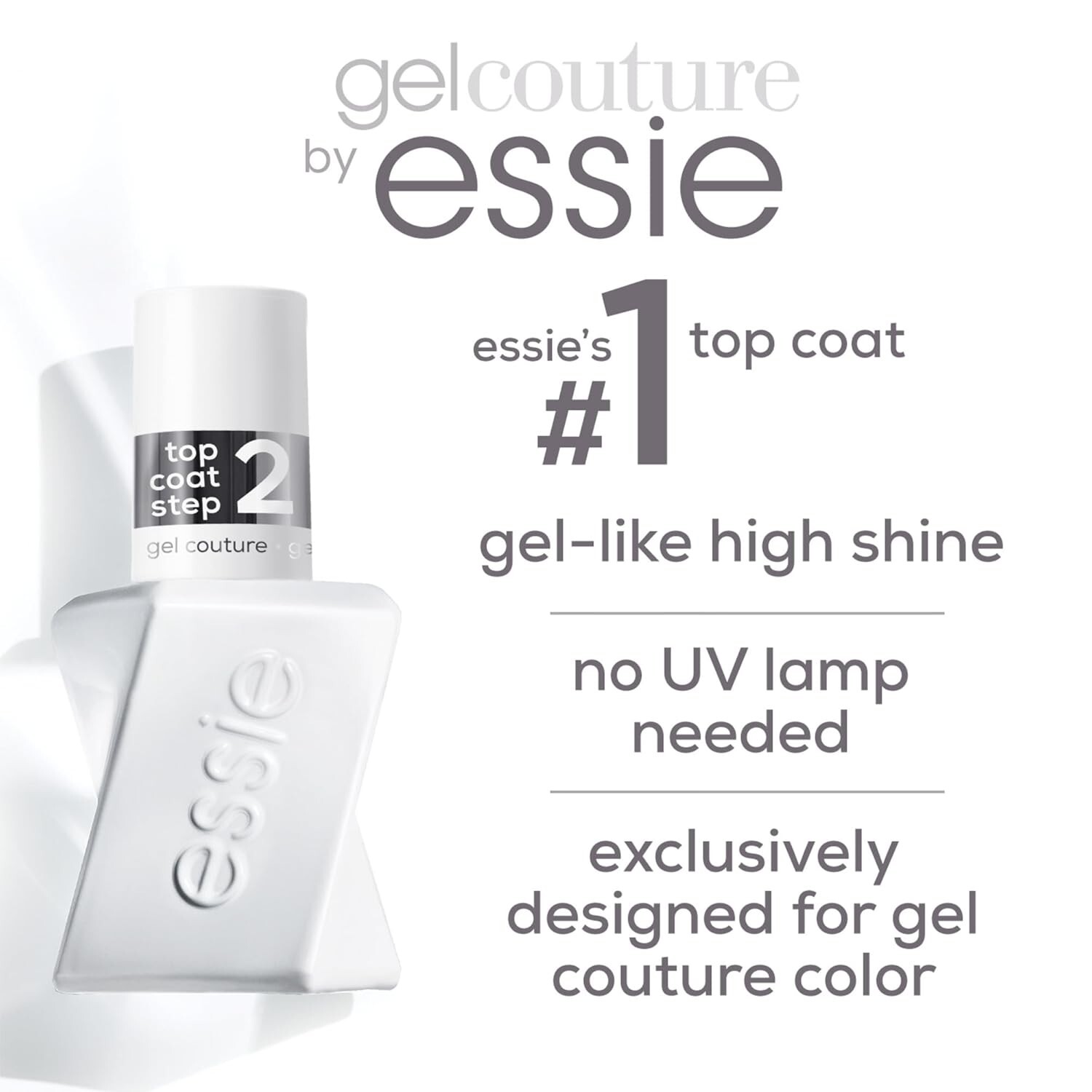 Essie Gel Couture Long Lasting Vegan Shiny Top Coat 0.46 Fl Oz