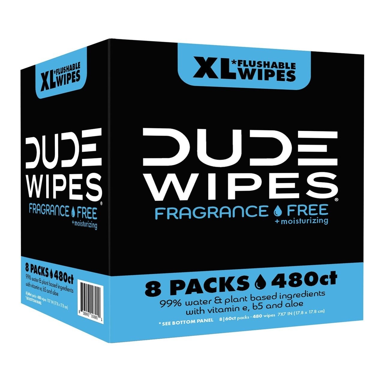 DUDE Wipes XL Flushable Wipes Fragrance Free 480 Count Moisturizing