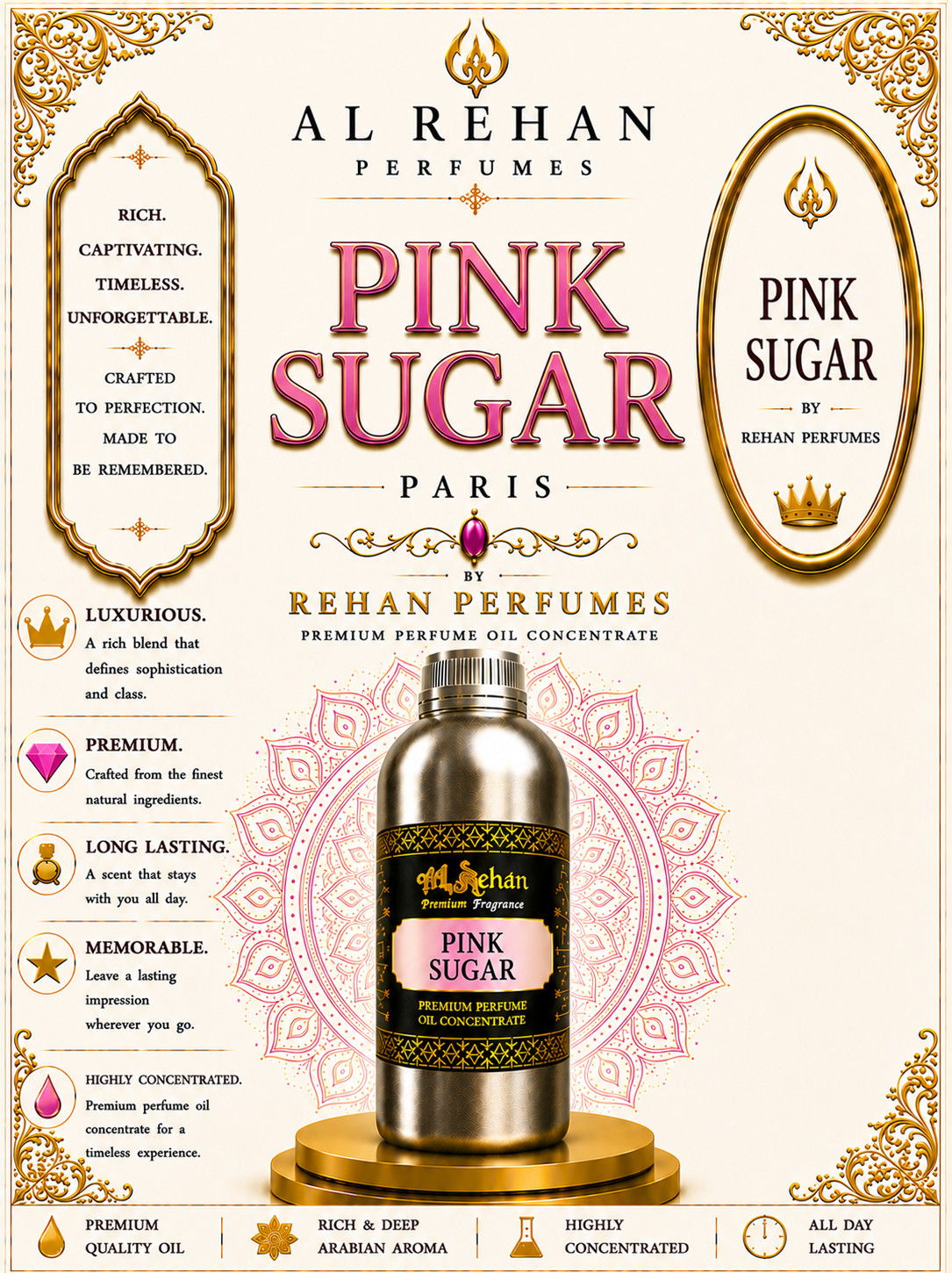 Al Rehan Perfumes Pink Sugar Premium Attar Perfume Oil Best Long Lasting Scent