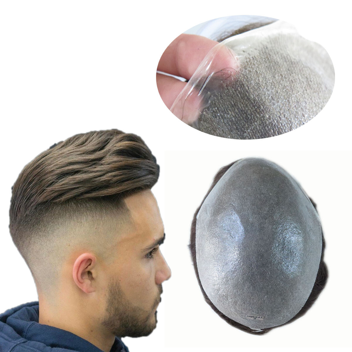 Ultra Thin Skin Mens Toupee Natural Real Human Hair System Hairpieces 7×9