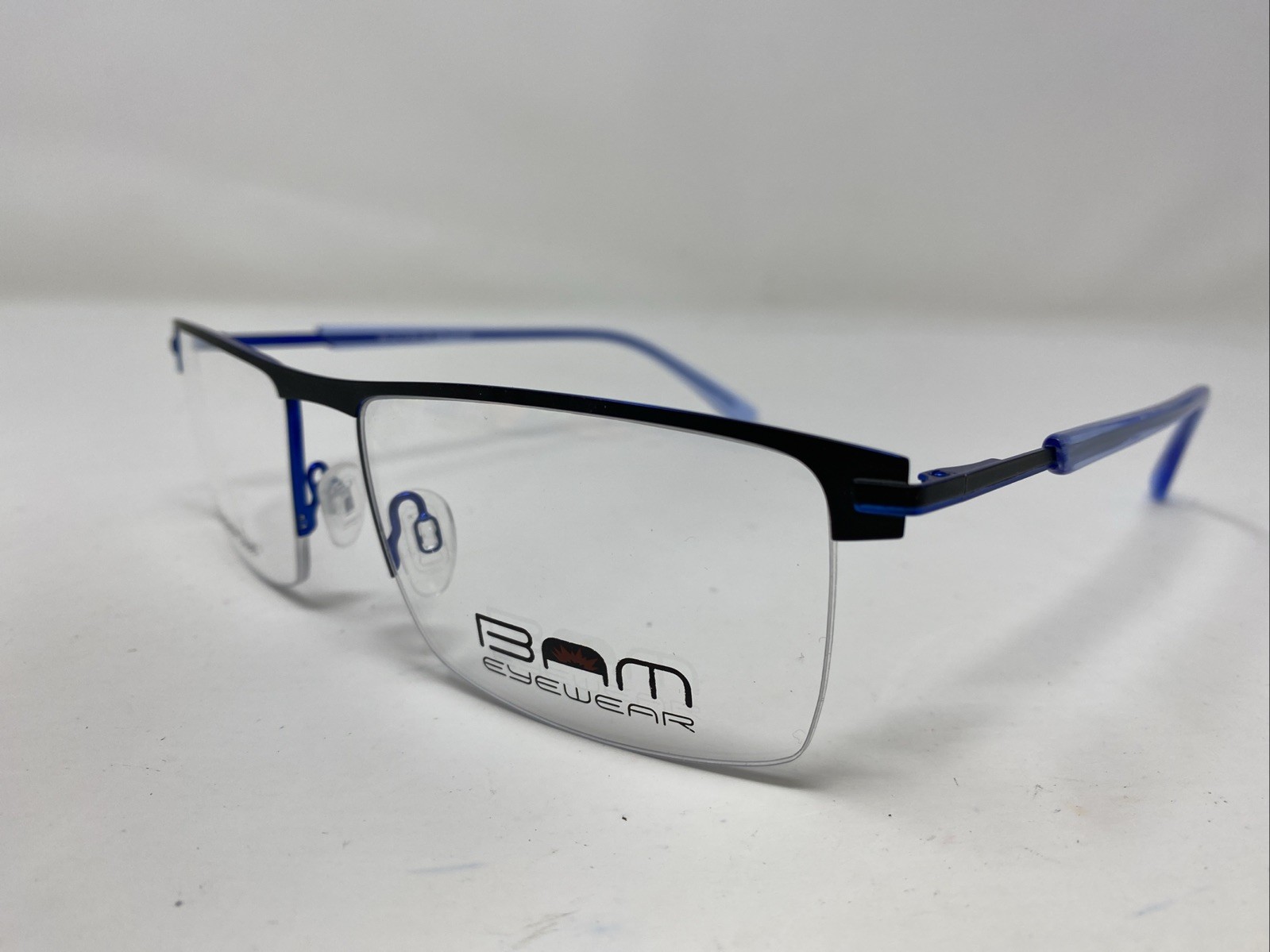BAM Eyewear BAM 526 BLACK/BLUE 63-19-155 Metal Half Rim Eyeglasses Frame “B38