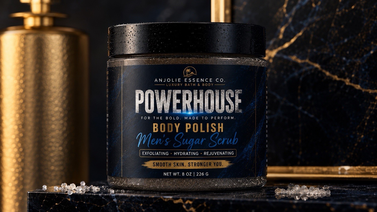 Powerhouse Body Polish Sugar Scrub 8 oz Men’s Fresh Woods Handmade