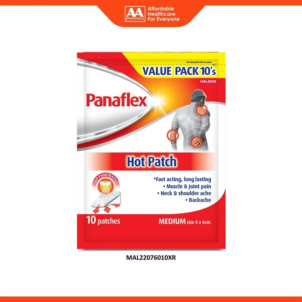 Panaflex HOT Patch 10 pieces Fast Pain Relief Back Neck Shoulder Easy Peel