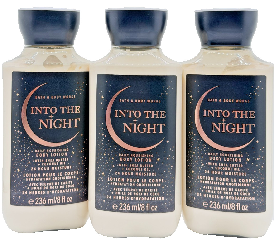 NEW Bath & Body Works Lot of 3 Bottles Into The Night Body Lotion Cream 8 oz