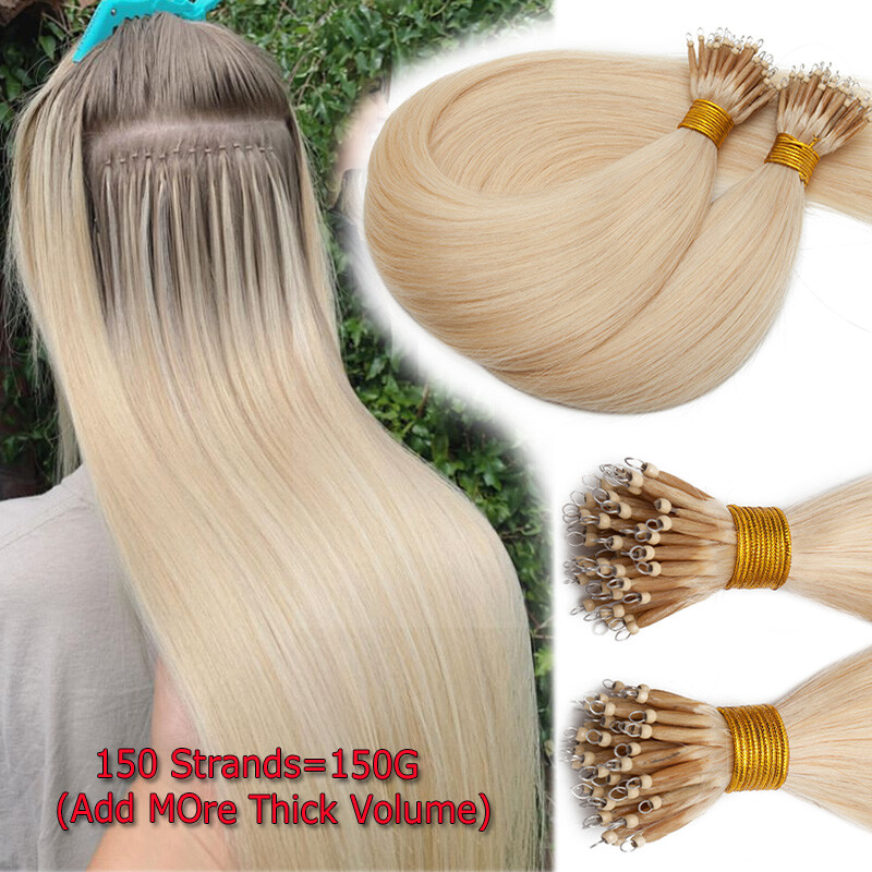 150g 30pcs Nano Ring Hair Extensions Micro Loop Beads Remy Human Hair THICK Weft