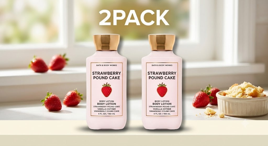 2 PACK – Bath & Body Works Strawberry Pound CakeBody Lotion 8 fl oz / 236 ml