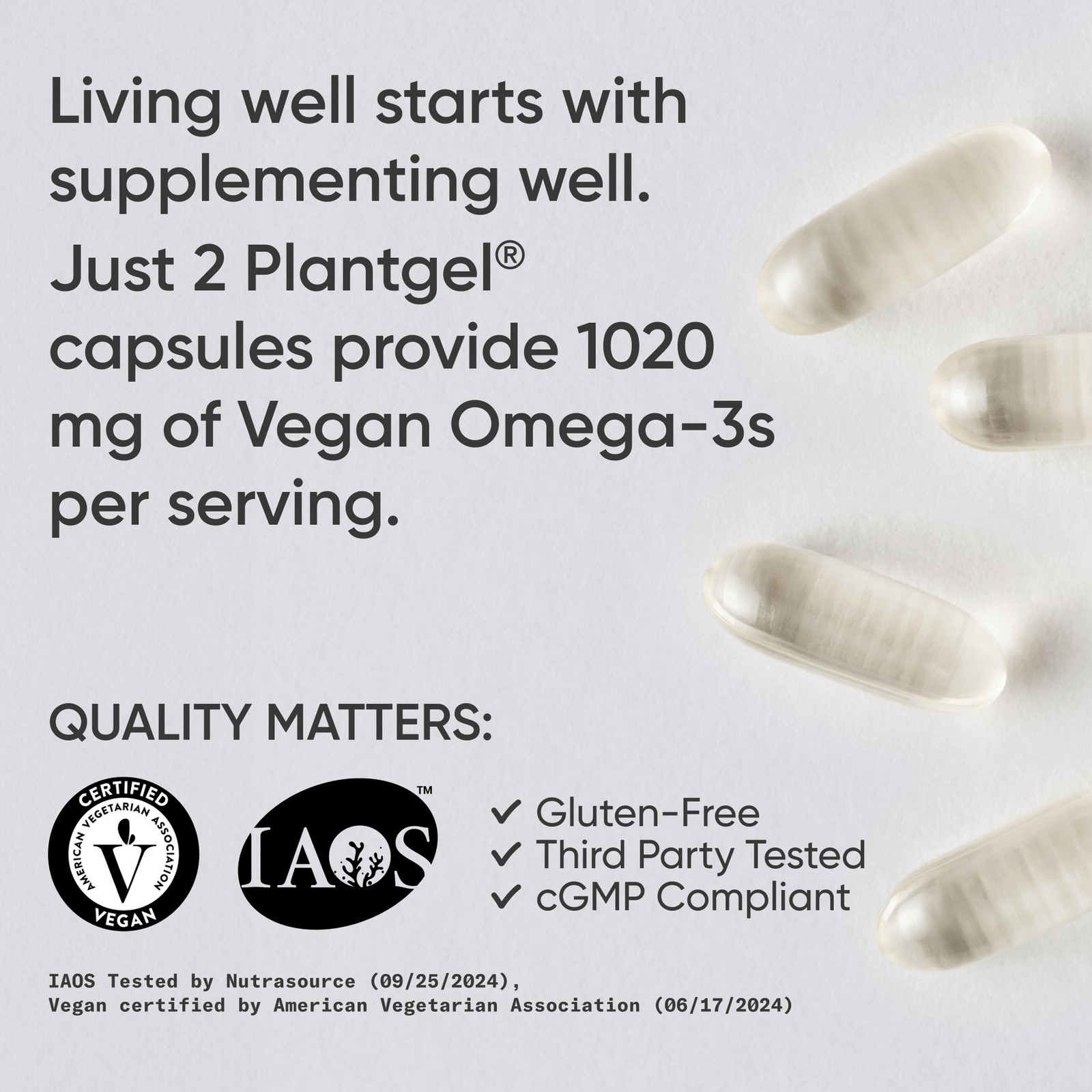 Highest Levels of Vegan Omega 3 DHA & EPA Softgel Fatty Acids (Carrageenan Free)