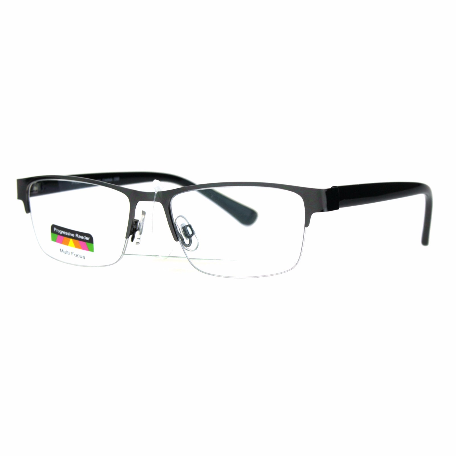 Multi Focus Progressive Reading Glasses 3 Powers in 1 Reader Rectangle Half Rim